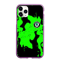 Чехол iPhone 11 Pro матовый Skoda flame steel, цвет: 3D-фиолетовый