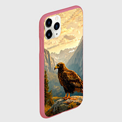 Чехол iPhone 11 Pro матовый Орел в горах, цвет: 3D-малиновый — фото 2