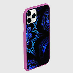 Чехол iPhone 11 Pro матовый Синий фрактал текстура, цвет: 3D-фиолетовый — фото 2