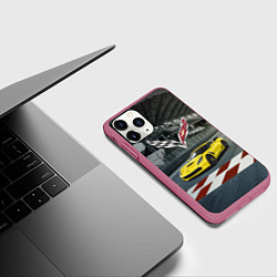 Чехол iPhone 11 Pro матовый Шевроле корвет - гоночная команда, цвет: 3D-малиновый — фото 2