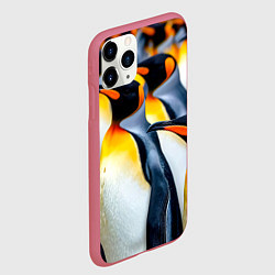 Чехол iPhone 11 Pro матовый Стая пингвинов, цвет: 3D-малиновый — фото 2