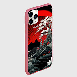 Чехол iPhone 11 Pro матовый Деревья Японии и природа, цвет: 3D-малиновый — фото 2