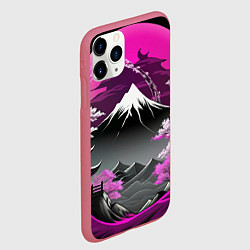 Чехол iPhone 11 Pro матовый Япония природа в коллаже, цвет: 3D-малиновый — фото 2