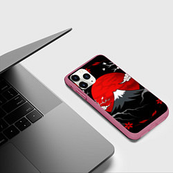 Чехол iPhone 11 Pro матовый Японский вулкан, цвет: 3D-малиновый — фото 2