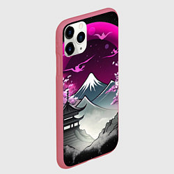 Чехол iPhone 11 Pro матовый Горы и сакура в Японии, цвет: 3D-малиновый — фото 2