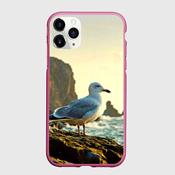 Чехол iPhone 11 Pro матовый Морская чайка, цвет: 3D-малиновый