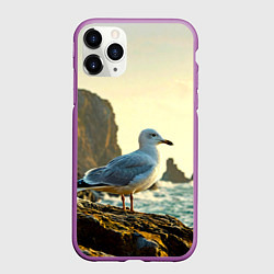 Чехол iPhone 11 Pro матовый Морская чайка, цвет: 3D-фиолетовый
