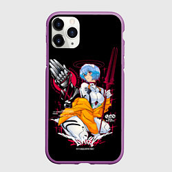 Чехол iPhone 11 Pro матовый Рей Аянами и копье - Евангелион, цвет: 3D-фиолетовый