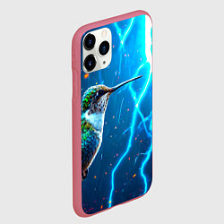 Чехол iPhone 11 Pro матовый Колибри в грозу, цвет: 3D-малиновый — фото 2