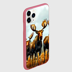Чехол iPhone 11 Pro матовый Лоси, цвет: 3D-малиновый — фото 2
