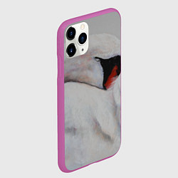 Чехол iPhone 11 Pro матовый Белый лебедь спит, цвет: 3D-фиолетовый — фото 2