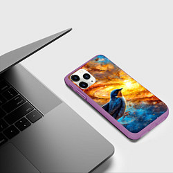Чехол iPhone 11 Pro матовый Ласточка в космосе, цвет: 3D-фиолетовый — фото 2