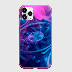 Чехол iPhone 11 Pro матовый Видеокарта RTX неон, цвет: 3D-малиновый