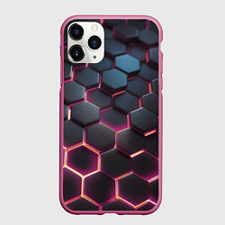 Чехол iPhone 11 Pro матовый Киберсоты, цвет: 3D-малиновый