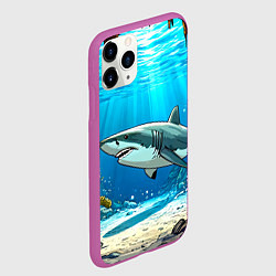 Чехол iPhone 11 Pro матовый Акула в океане, цвет: 3D-фиолетовый — фото 2
