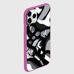 Чехол iPhone 11 Pro матовый Чёрно-серая абстракция, цвет: 3D-фиолетовый — фото 2