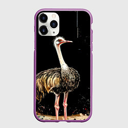 Чехол iPhone 11 Pro матовый Страус, цвет: 3D-фиолетовый