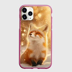 Чехол iPhone 11 Pro матовый Довольная рыжая лисичка, цвет: 3D-малиновый