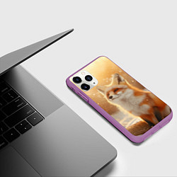 Чехол iPhone 11 Pro матовый Лисица в снежном лесу, цвет: 3D-фиолетовый — фото 2