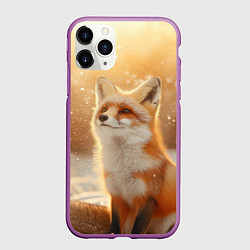 Чехол iPhone 11 Pro матовый Лисица в снежном лесу, цвет: 3D-фиолетовый
