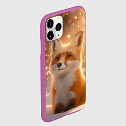 Чехол iPhone 11 Pro матовый Рыжая лисичка в снежном лесу, цвет: 3D-фиолетовый — фото 2
