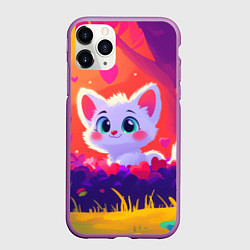 Чехол iPhone 11 Pro матовый Влюбленный милый песец, цвет: 3D-фиолетовый