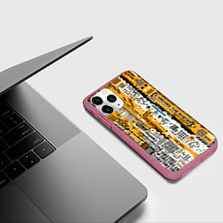Чехол iPhone 11 Pro матовый Cyberpunk pattern yellow, цвет: 3D-малиновый — фото 2