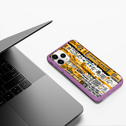 Чехол iPhone 11 Pro матовый Cyberpunk pattern yellow, цвет: 3D-фиолетовый — фото 2