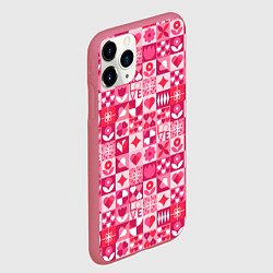 Чехол iPhone 11 Pro матовый День святого Валентина - паттерн, цвет: 3D-малиновый — фото 2