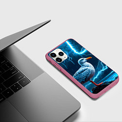 Чехол iPhone 11 Pro матовый Чайка и молния, цвет: 3D-малиновый — фото 2