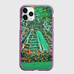Чехол iPhone 11 Pro матовый Башня в джунглях, цвет: 3D-фиолетовый