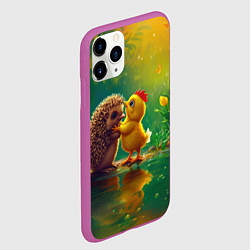 Чехол iPhone 11 Pro матовый Цыпленок с ежиком, цвет: 3D-фиолетовый — фото 2