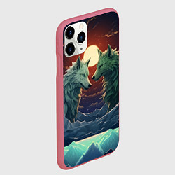 Чехол iPhone 11 Pro матовый Волк и волчица, цвет: 3D-малиновый — фото 2