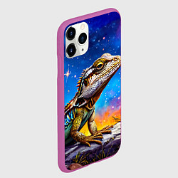 Чехол iPhone 11 Pro матовый Ящерица в космосе, цвет: 3D-фиолетовый — фото 2
