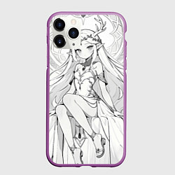 Чехол iPhone 11 Pro матовый Эльфийка рисунок карандашом, цвет: 3D-фиолетовый