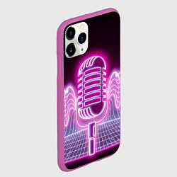 Чехол iPhone 11 Pro матовый Розовый неоновый микрофон, цвет: 3D-фиолетовый — фото 2
