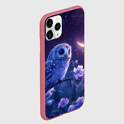 Чехол iPhone 11 Pro матовый Сова и ночное небо, цвет: 3D-малиновый — фото 2