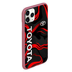 Чехол iPhone 11 Pro матовый Toyota - красные языки пламени, цвет: 3D-малиновый — фото 2