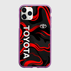 Чехол iPhone 11 Pro матовый Toyota - красные языки пламени, цвет: 3D-фиолетовый