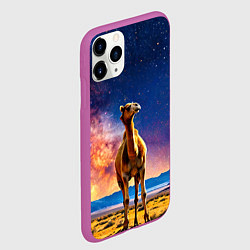 Чехол iPhone 11 Pro матовый Верблюд и звездное небо, цвет: 3D-фиолетовый — фото 2