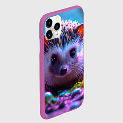 Чехол iPhone 11 Pro матовый Ёжики в сказаочном лесу, цвет: 3D-фиолетовый — фото 2