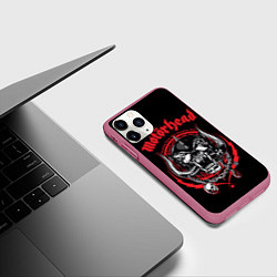 Чехол iPhone 11 Pro матовый Motorhead skull, цвет: 3D-малиновый — фото 2