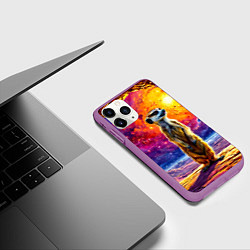 Чехол iPhone 11 Pro матовый Сурикат и космическое небо, цвет: 3D-фиолетовый — фото 2