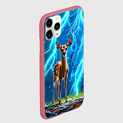 Чехол iPhone 11 Pro матовый Олененок в разрядах молний, цвет: 3D-малиновый — фото 2