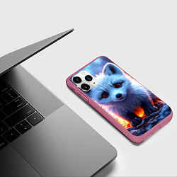 Чехол iPhone 11 Pro матовый Песец в искрах, цвет: 3D-малиновый — фото 2