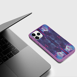 Чехол iPhone 11 Pro матовый Тай-дай космос, цвет: 3D-фиолетовый — фото 2