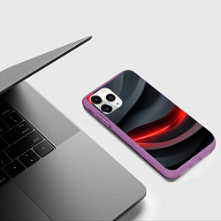 Чехол iPhone 11 Pro матовый Плавная красно-черная текстура, цвет: 3D-фиолетовый — фото 2