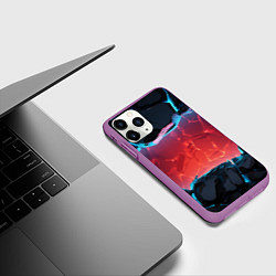 Чехол iPhone 11 Pro матовый Неоновая разбитая стена - текстура, цвет: 3D-фиолетовый — фото 2