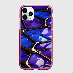 Чехол iPhone 11 Pro матовый Синие и фиолетовые плиты, цвет: 3D-малиновый