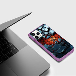 Чехол iPhone 11 Pro матовый Разбиты камни в текстуре, цвет: 3D-фиолетовый — фото 2
